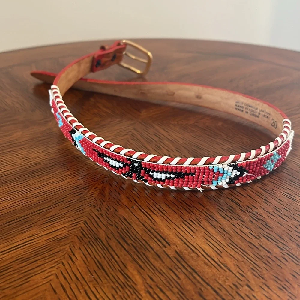 New Beaded Thunderbird Southwest Cowboy Cowgirl Western Leather Belt size 20